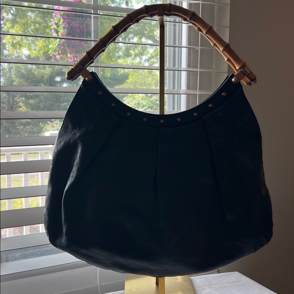 Gucci Black Leather Bag with Gold Studs